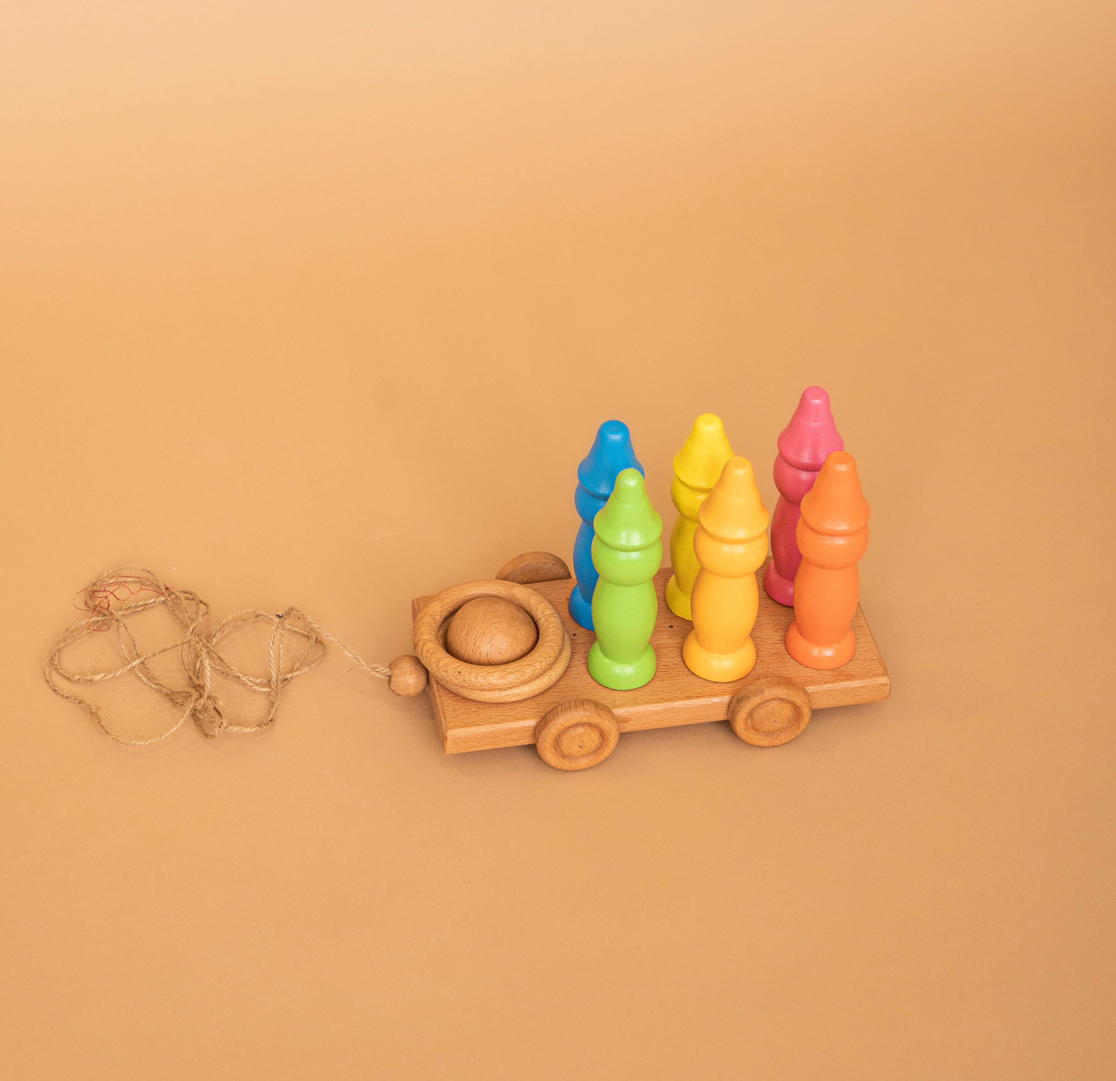 Wooden Clown Skittles Bowling Set
