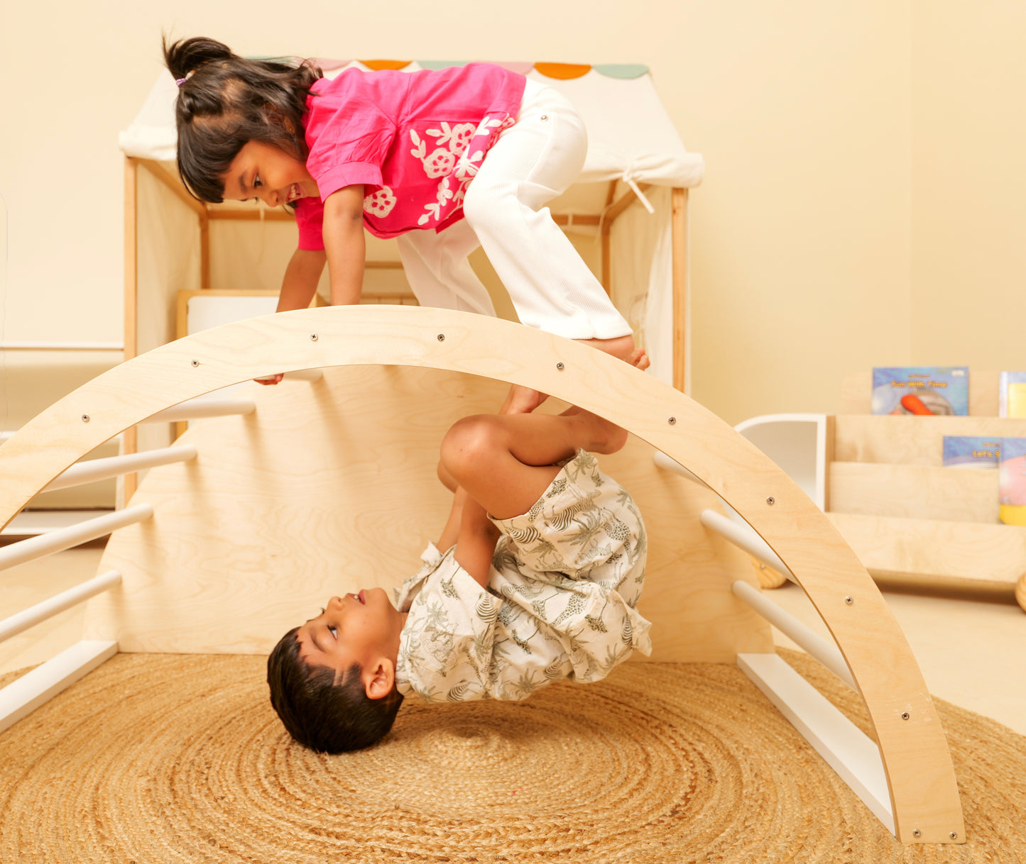 4-in-1 Wooden Rocker, Gym, Study Table & Storage