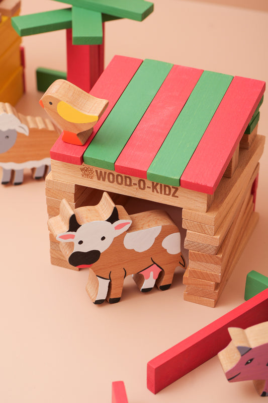 Farm Themed 100-Piece Wooden Plank Set