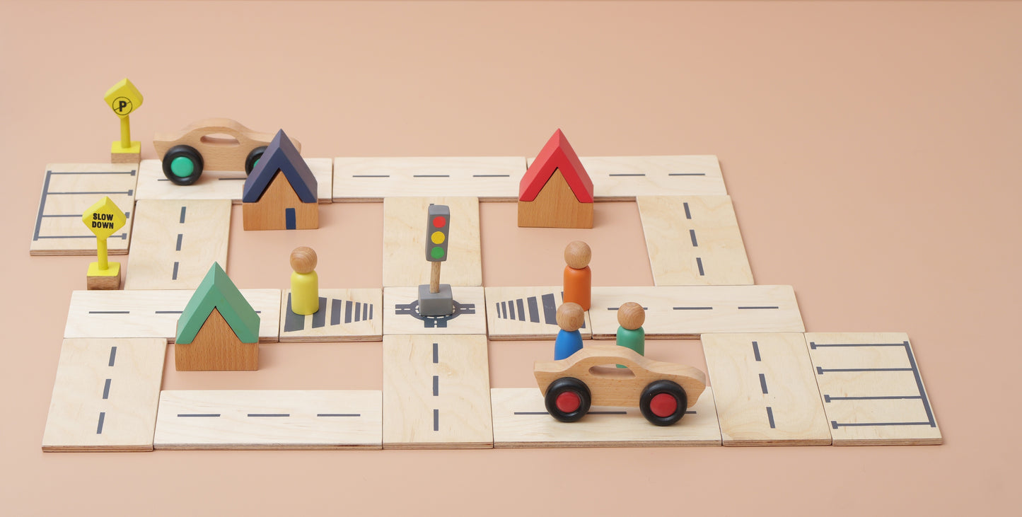 Wooden Road Track Play Set