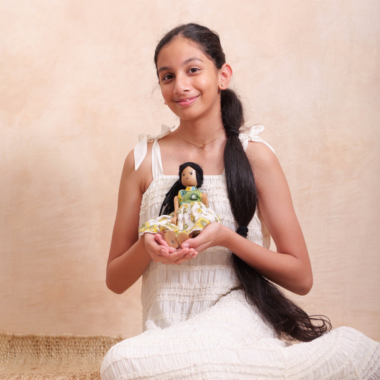 Wooden Doll with Bed Set
