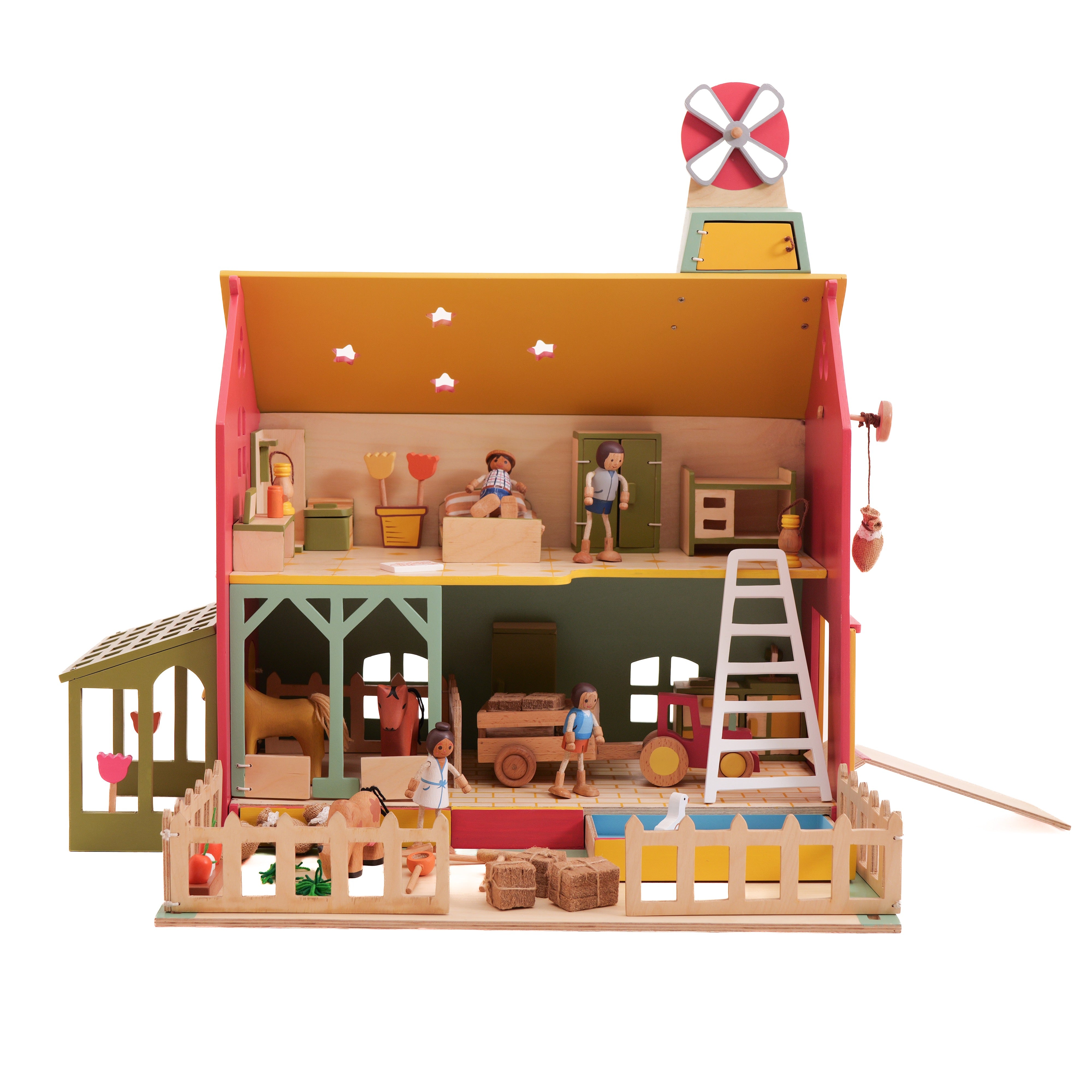 Wood-O-Kidz Wooden Farm Dollhouse