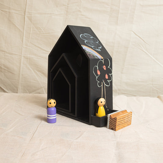 Chalkboard Wooden House Set
