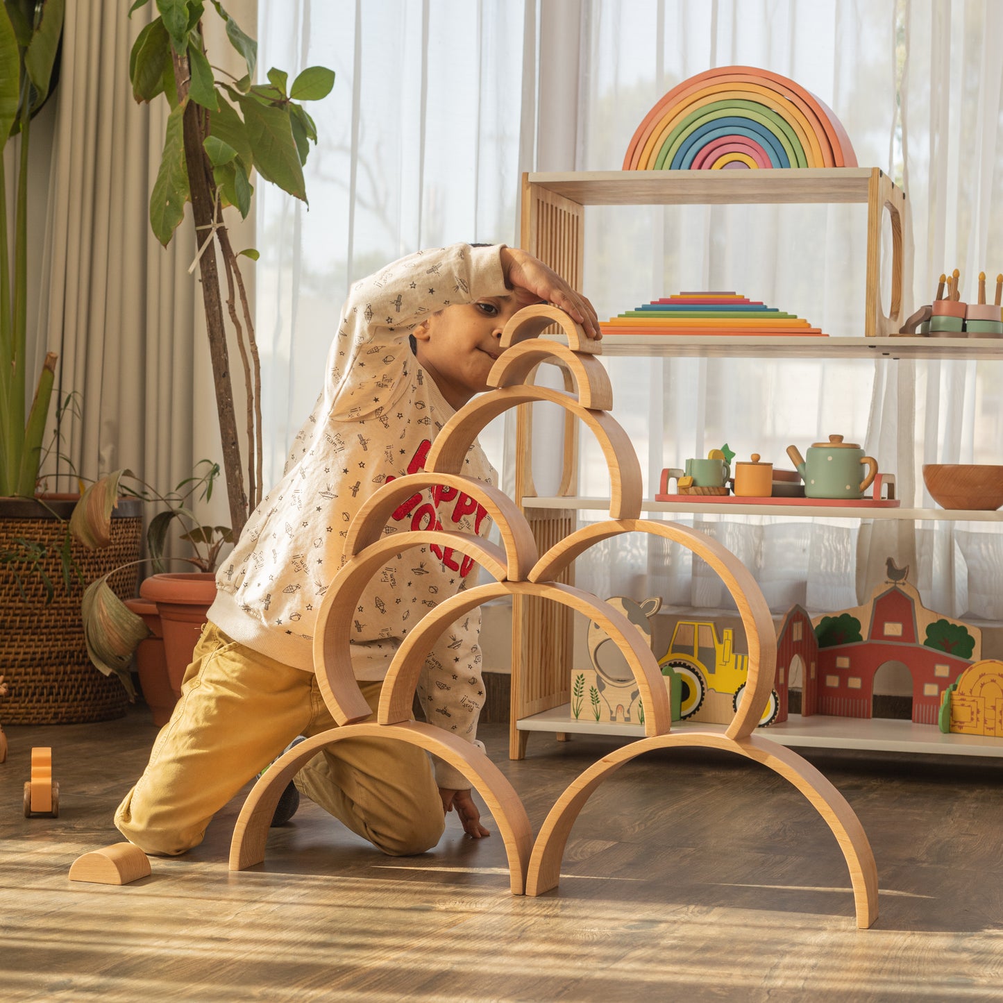 Natural Wooden Rainbow Stacker