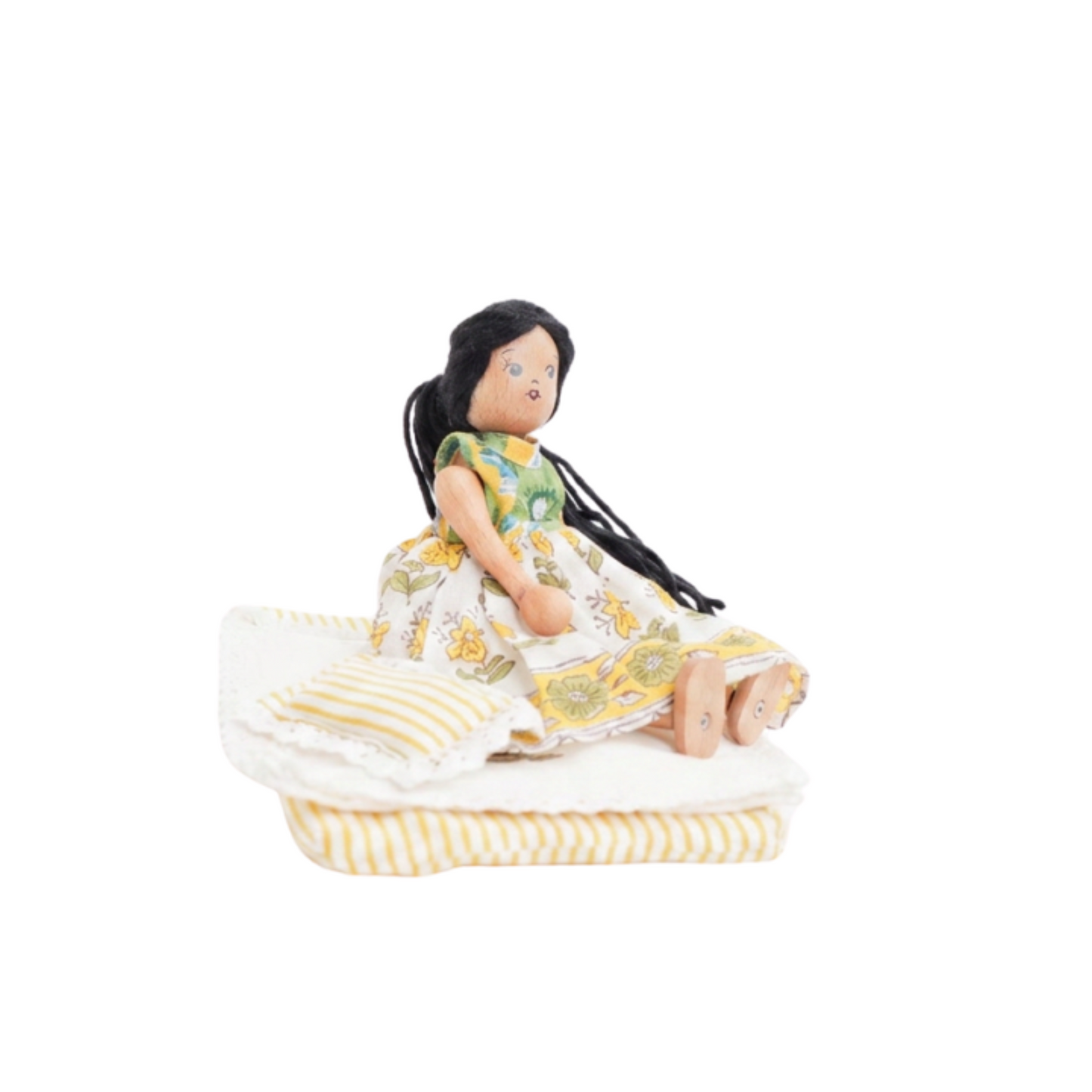 Wooden Doll with Bed Set