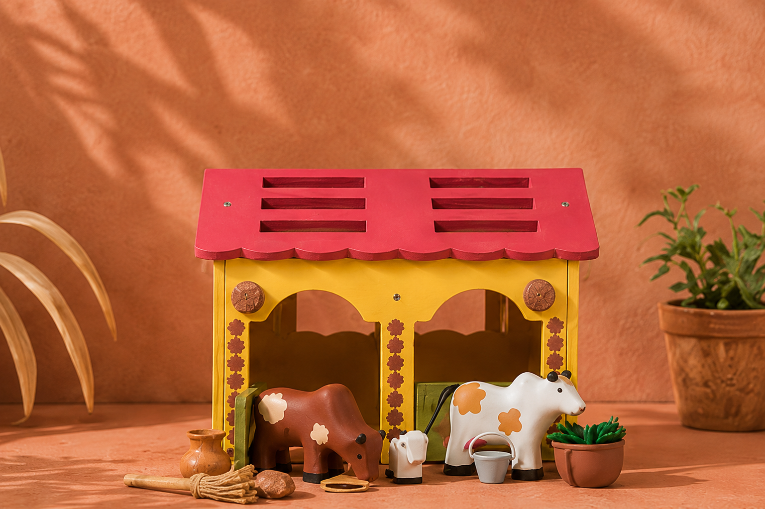 Wooden Gaushala Play Set