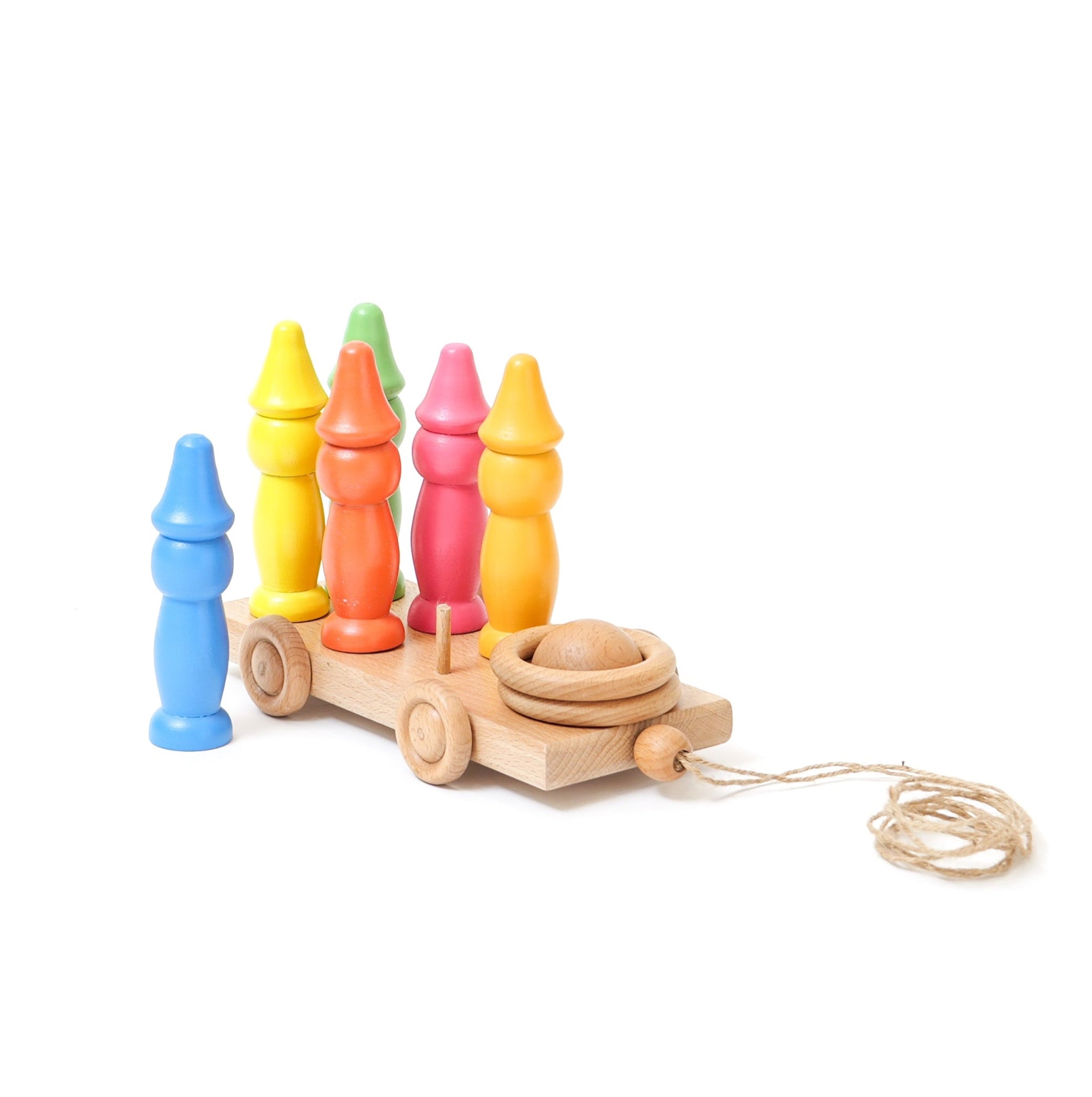 Wooden Clown Skittles Bowling Set