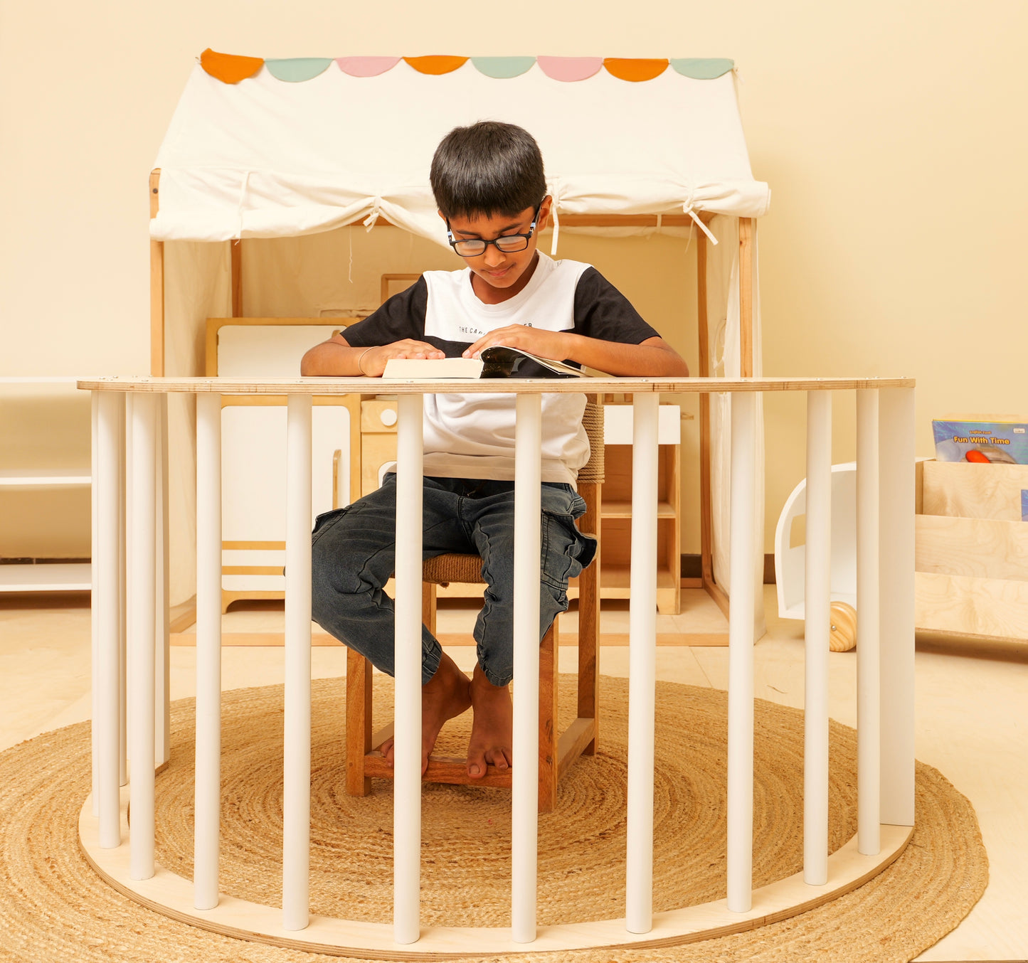 4-in-1 Wooden Rocker, Gym, Study Table & Storage