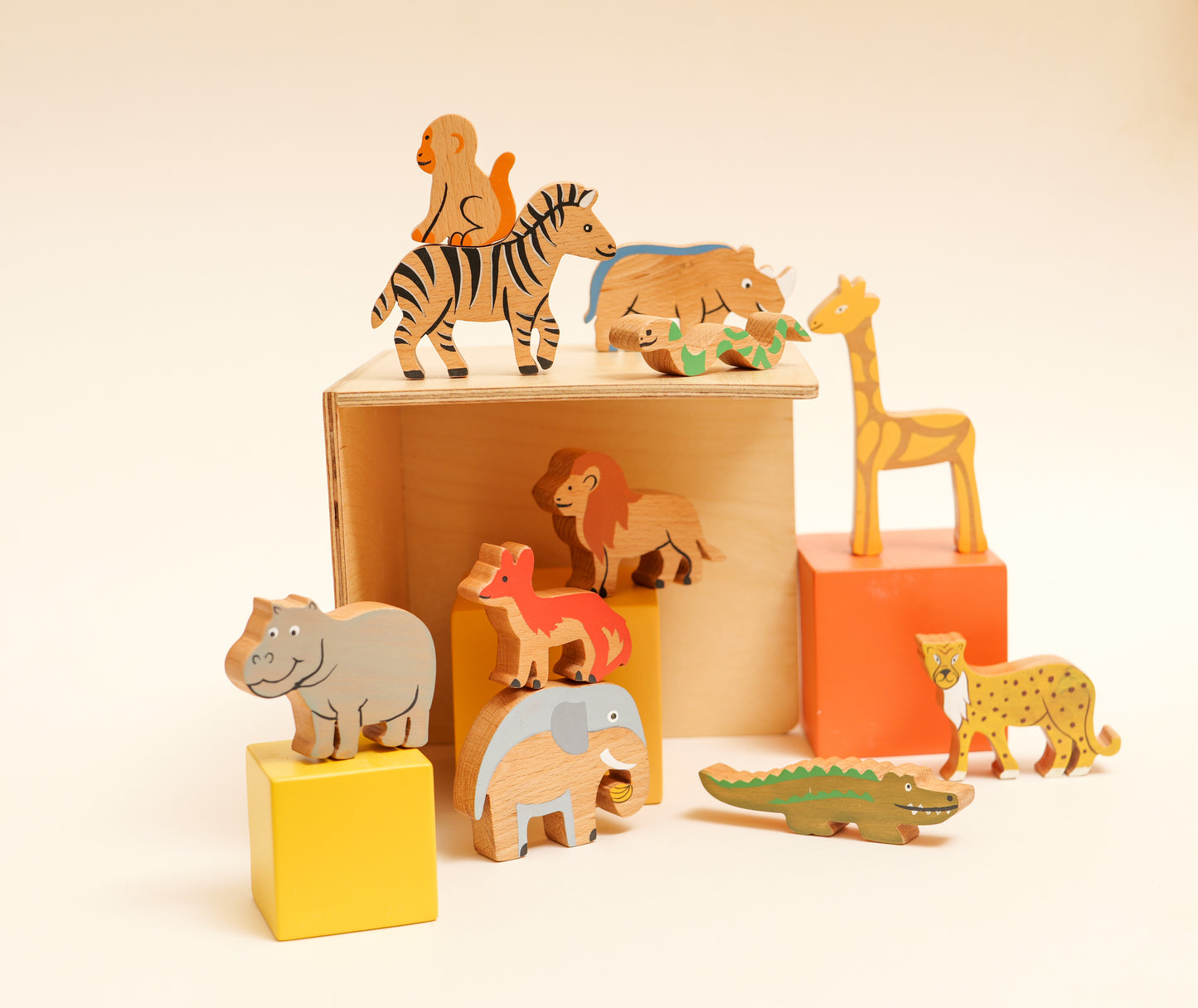 First Jungle Friends – Wooden Animal Stacking & Balancing Toy – Wood-O-Kidz