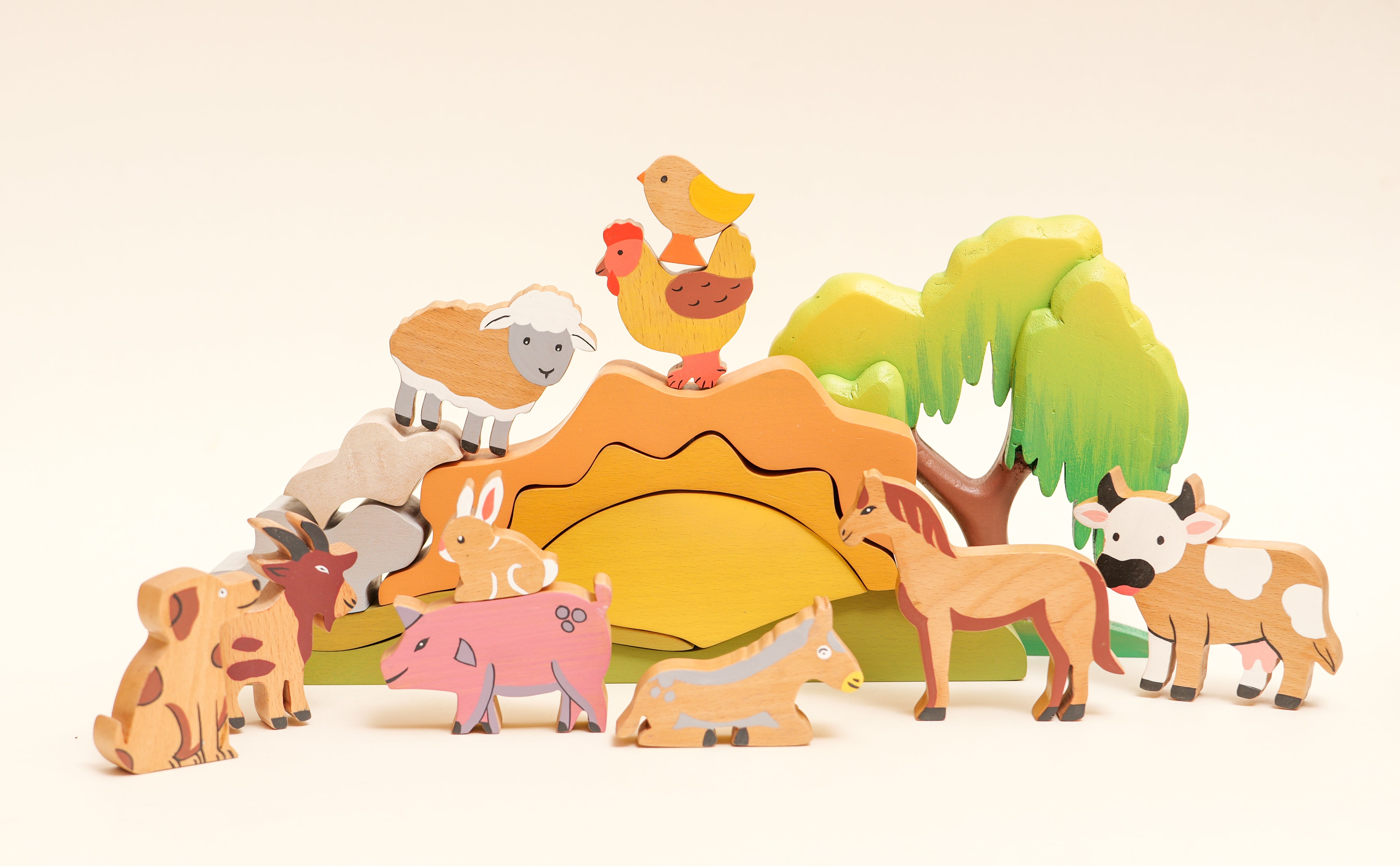 Wood-O-Kidz First Farm Friends - Wooden Stacking Toy
