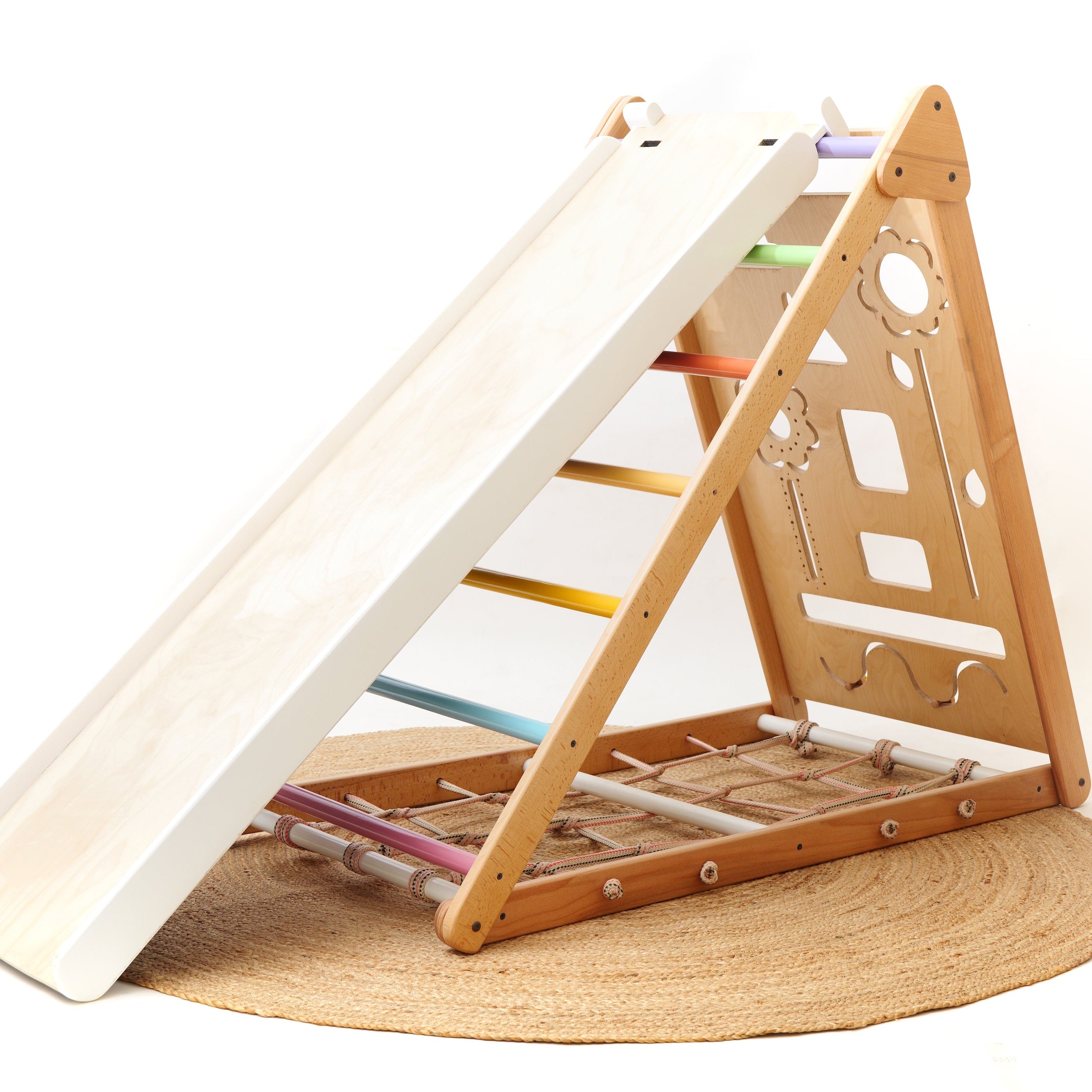 Pikler Style Wooden Bloomo Climbing Triangle with Slide