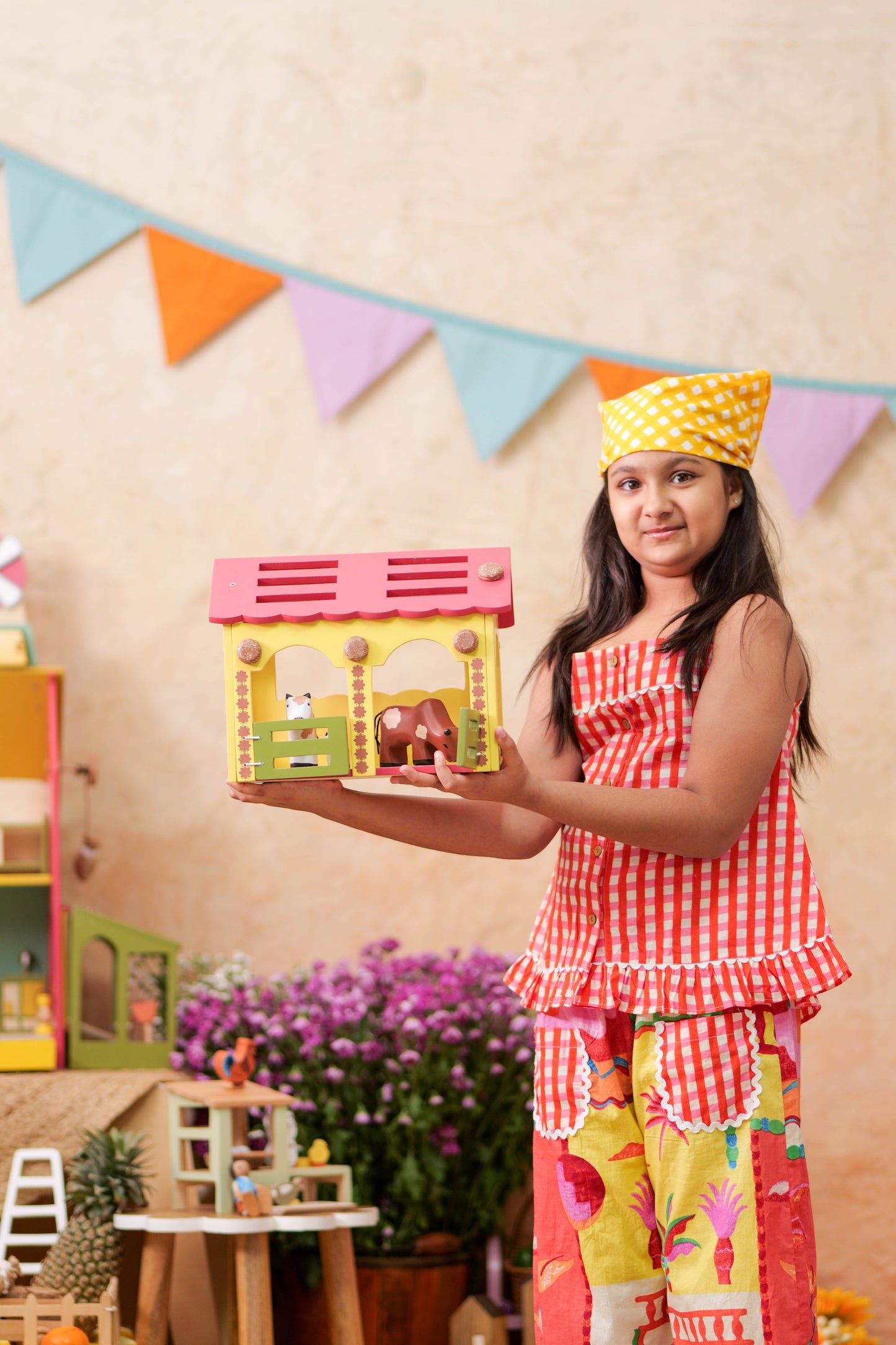 Wooden Gaushala Play Set