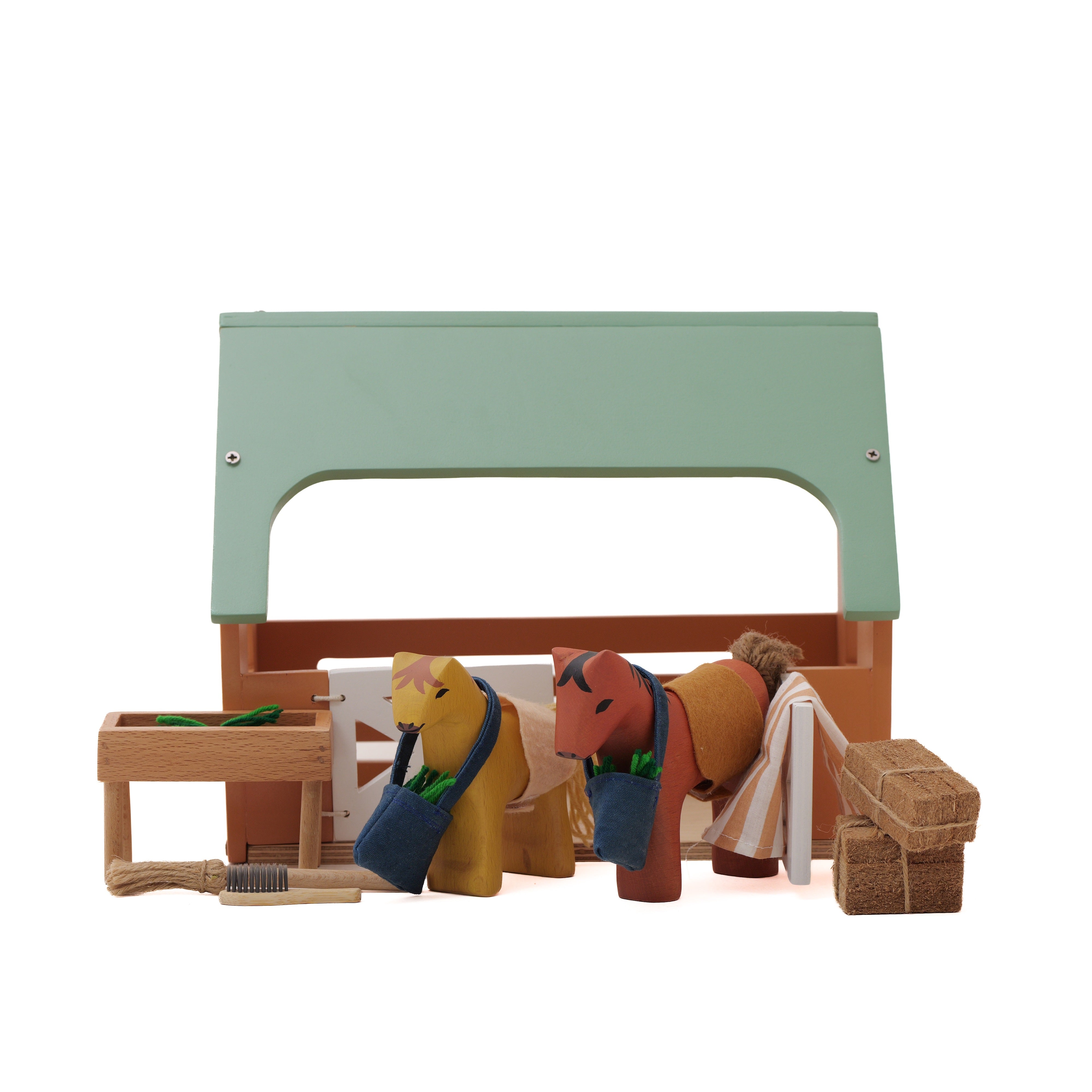 Wooden Horse Stable Play Set