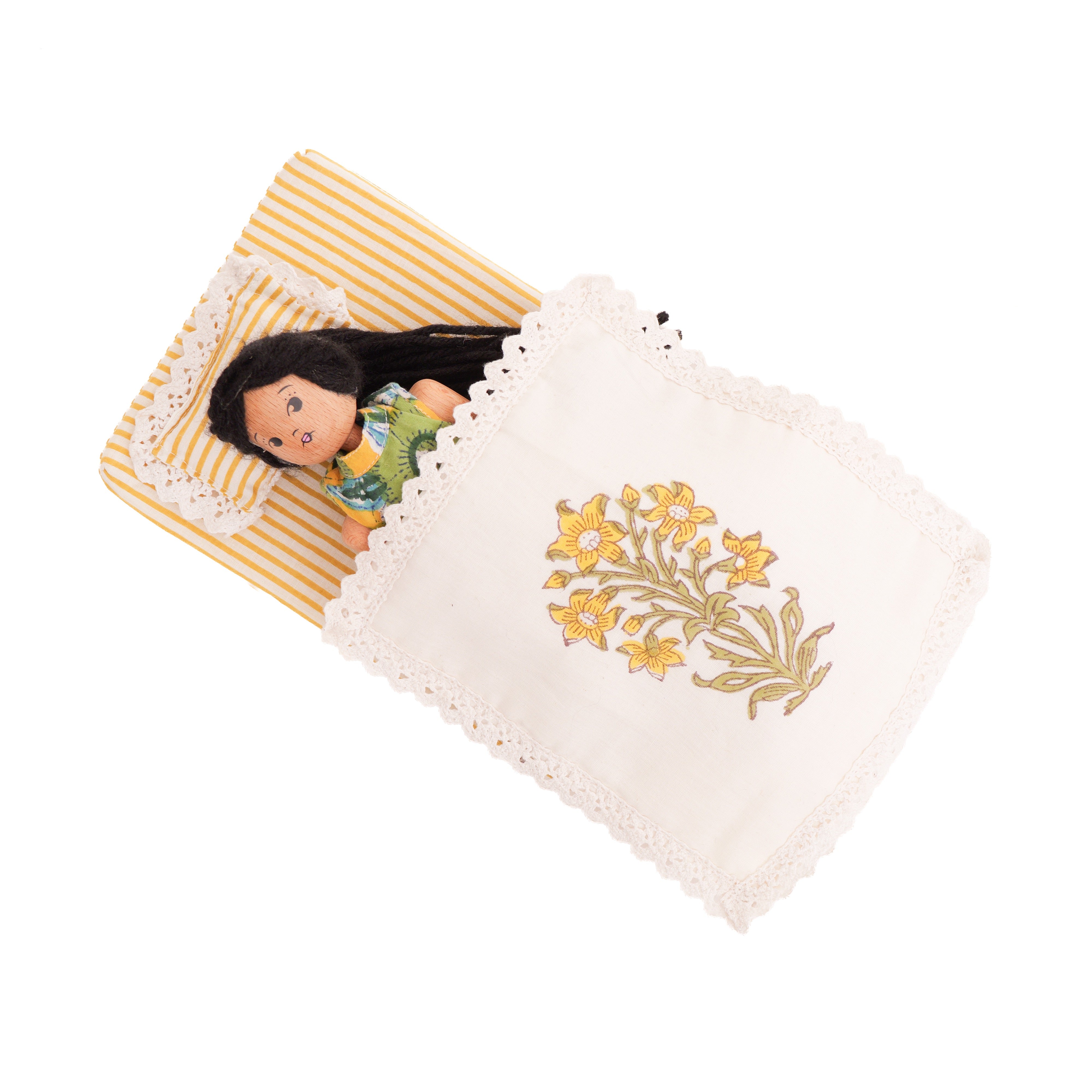 Wooden Doll with Bed Set